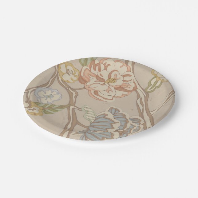 Decrative Organza Chintz Floral Design Paper Plate (Angled)