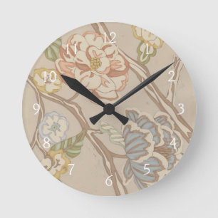 Decrative Organza Chintz Floral Design Round Clock