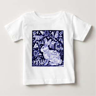 Dedham Blue Rabbit, Classic Blue & White Design Baby T-Shirt