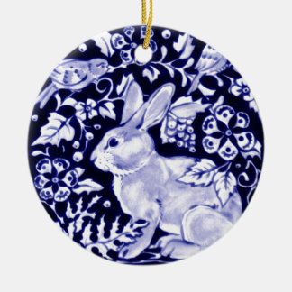 Dedham Blue Rabbit, Classic Blue & White Design Ceramic Ornament