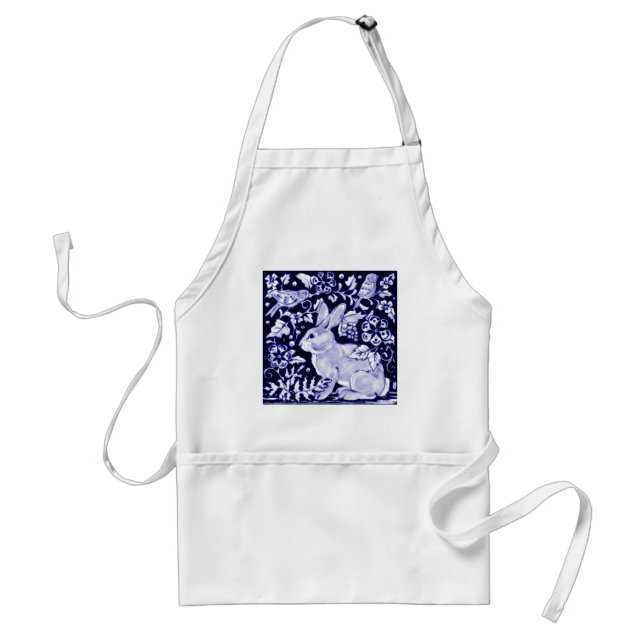 Dedham Blue Rabbit, Classic Blue & White Design Standard Apron (Front)