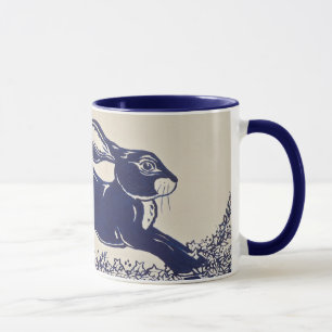 Dedham Blue Rabbit Mug Vintage Bleu et blanc
