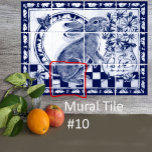 Dedham Blue White Rabbit Bunny Mural Tile # 10<br><div class="desc">This is Tile # 10 of a twelve-tile ceramic tile mural, featuring a cute bunny rabbit and a vase full of daisies. Dark navy blue and white tones are accented with a crackled glaze. Bunnies and carrots border the design. Inspired by antique Dedham pottery, Delft porcelain, and oriental chinoiserie motifs...</div>