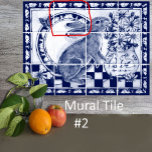 Dedham Blue White Rabbit Bunny Mural Tile # 2<br><div class="desc">This is Tile # 2 of a twelve-tile ceramic tile mural, featuring a cute bunny rabbit and a vase full of daisies. Dark navy blue and white tones are accented with a crackled glaze. Bunnies and carrots border the design. Inspired by antique Dedham pottery, Delft porcelain, and oriental chinoiserie motifs...</div>