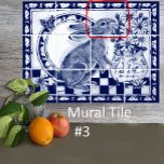 Dedham Blue White Rabbit Bunny Mural Tile # 3<br><div class="desc">This is Tile # 3 of a twelve-tile ceramic tile mural, featuring a cute bunny rabbit and a vase full of daisies. Dark navy blue and white tones are accented with a crackled glaze. Bunnies and carrots border the design. Inspired by antique Dedham pottery, Delft porcelain, and oriental chinoiserie motifs...</div>