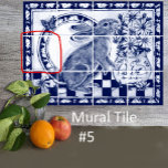 Dedham Blue White Rabbit Bunny Mural Tile # 5<br><div class="desc">This is Tile # 5 of a twelve-tile ceramic tile mural, featuring a cute bunny rabbit and a vase full of daisies. Dark navy blue and white tones are accented with a crackled glaze. Bunnies and carrots border the design. Inspired by antique Dedham pottery, Delft porcelain, and oriental chinoiserie motifs...</div>