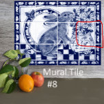 Dedham Blue White Rabbit Bunny Mural Tile # 8<br><div class="desc">This is Tile # 8 of a twelve-tile ceramic tile mural, featuring a cute bunny rabbit and a vase full of daisies. Dark navy blue and white tones are accented with a crackled glaze. Bunnies and carrots border the design. Inspired by antique Dedham pottery, Delft porcelain, and oriental chinoiserie motifs...</div>