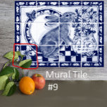 Dedham Blue White Rabbit Bunny Mural Tile # 9<br><div class="desc">This is Tile # 9 of a twelve-tile ceramic tile mural, featuring a cute bunny rabbit and a vase full of daisies. Dark navy blue and white tones are accented with a crackled glaze. Bunnies and carrots border the design. Inspired by antique Dedham pottery, Delft porcelain, and oriental chinoiserie motifs...</div>