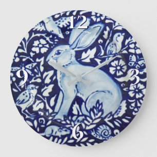Dedham Cobalt Blue & White Rabbit Plate Clock Bird