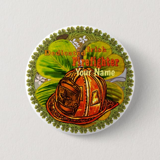 Dedicated Irish Firefighter 2 Inch Round Button (Front)