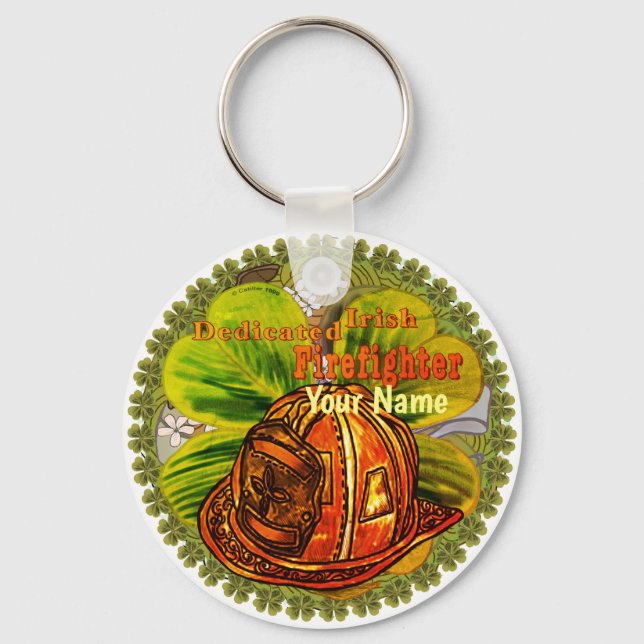 Dedicated Irish firefighter keychains (Front)