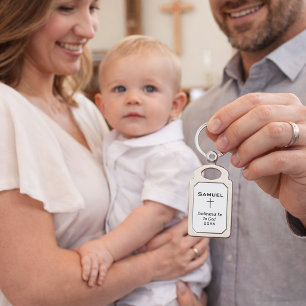 Dedicated to God Boy's Name  Keychain