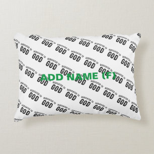 DEDICATED TO GOD COOL CUSTOMIZABLE BLACK TEXT ACCENT PILLOW