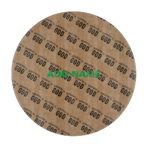 DEDICATED TO GOD COOL CUSTOMIZABLE BLACK TEXT CUTTING BOARD