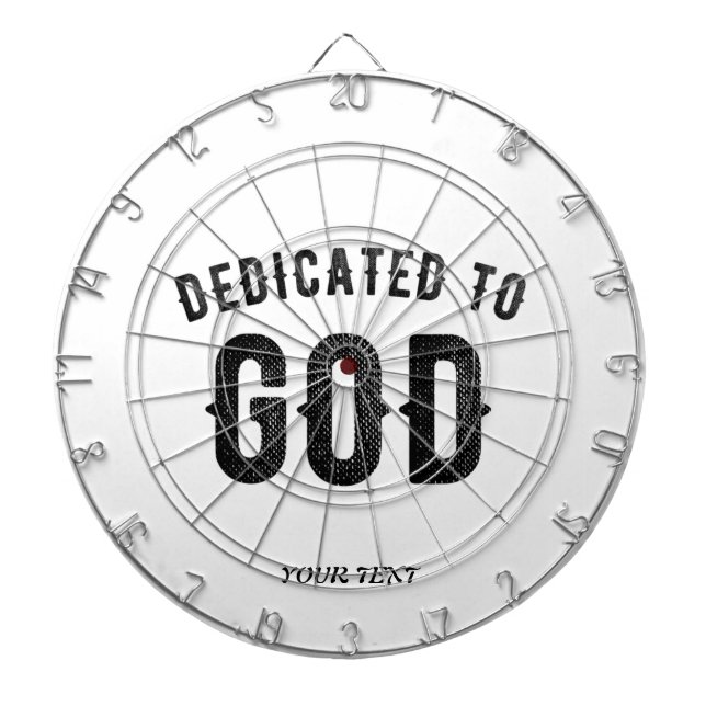 DEDICATED TO GOD COOL CUSTOMIZABLE BLACK TEXT DARTBOARD (Front)