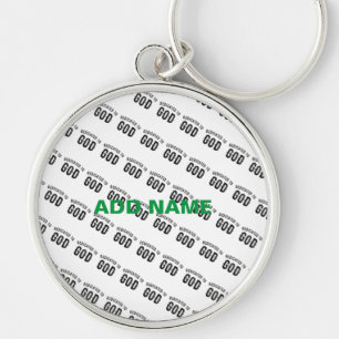 DEDICATED TO GOD COOL CUSTOMIZABLE BLACK TEXT KEYCHAIN