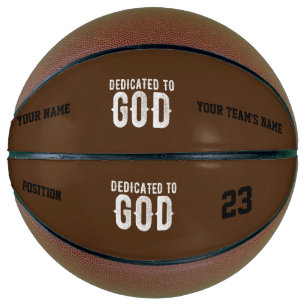DEDICATED TO GOD COOL CUSTOMIZABLE WHITE  TEXT BASKETBALL