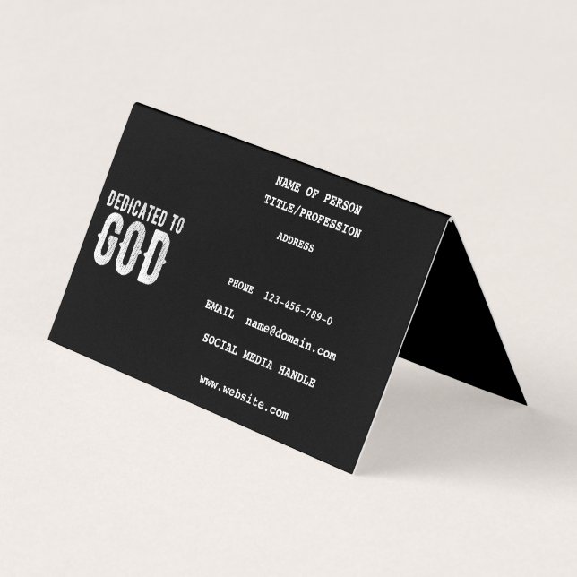 DEDICATED TO GOD COOL CUSTOMIZABLE WHITE  TEXT BUSINESS CARD (Front)