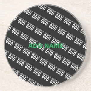 DEDICATED TO GOD COOL CUSTOMIZABLE WHITE  TEXT COASTER