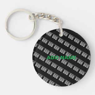 DEDICATED TO GOD COOL CUSTOMIZABLE WHITE  TEXT KEYCHAIN