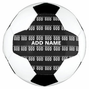 DEDICATED TO GOD COOL CUSTOMIZABLE WHITE TEXT SOCCER BALL