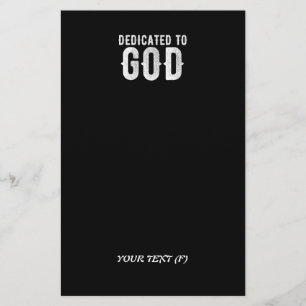 DEDICATED TO GOD COOL CUSTOMIZABLE WHITE  TEXT STATIONERY