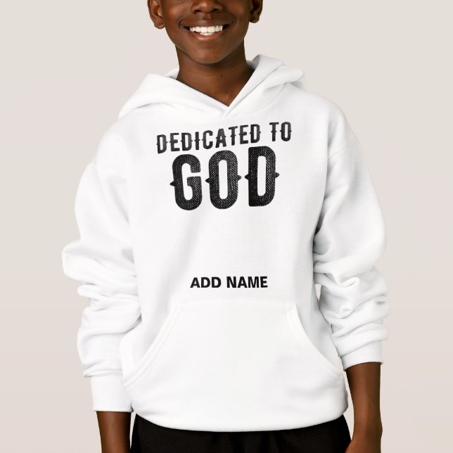 DEDICATED TO GOD CUSTOMIZABLE COOL BLACK TEXT (Front)