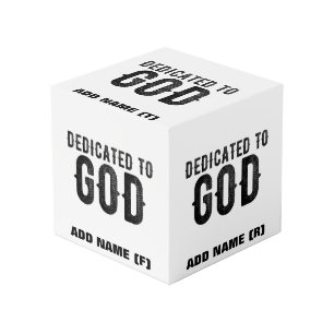 DEDICATED TO GOD CUSTOMIZABLE COOL BLACK TEXT CUBE