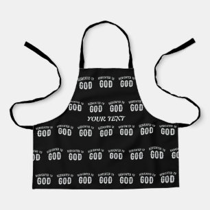 DEDICATED TO GOD CUSTOMIZABLE COOL WHITE TEXT APRON