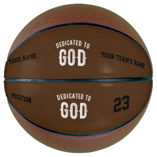 DEDICATED TO GOD CUSTOMIZABLE COOL WHITE TEXT BASKETBALL
