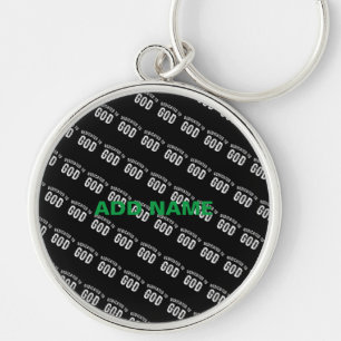 DEDICATED TO GOD CUSTOMIZABLE COOL WHITE TEXT KEYCHAIN