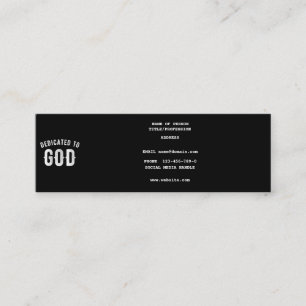 DEDICATED TO GOD CUSTOMIZABLE COOL WHITE TEXT MINI BUSINESS CARD