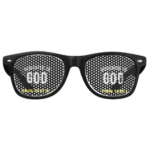 DEDICATED TO GOD CUSTOMIZABLE COOL WHITE TEXT RETRO SUNGLASSES