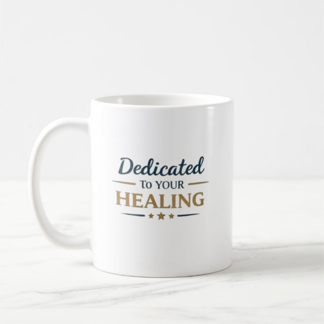 Dedicated to Healing Medical Appreciation Gift Coffee Mug (Left)