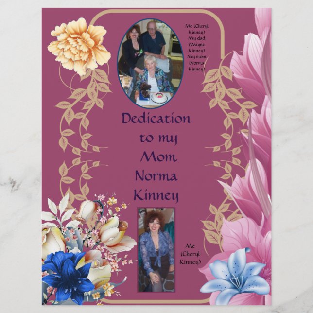 Dedication ma mère Norma Kinney Papier personnalis (Devant)