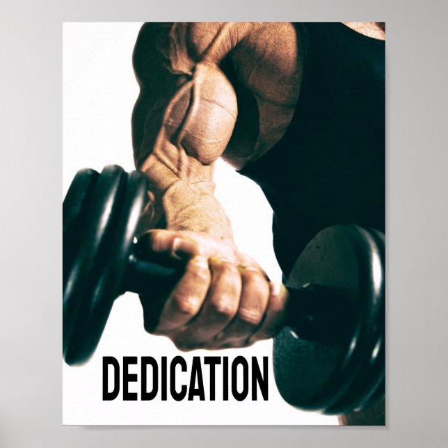 Dedication Motivational Workout Muscles Poster (Front)