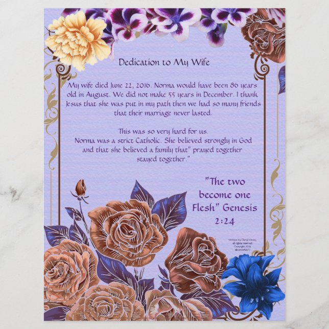 Dedication to my wife Personalized Paper (Front)