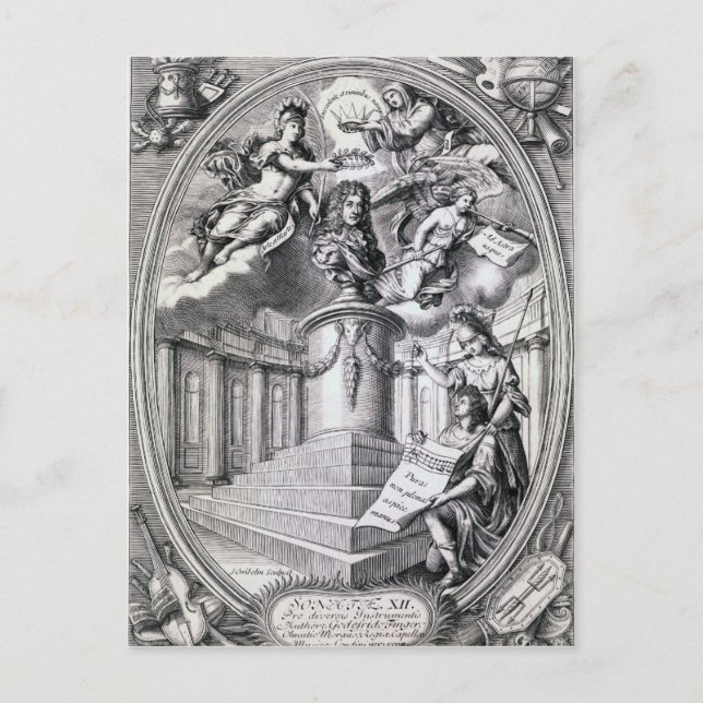 Dedicatory engraving to Gottfried Finger, 1688 Postcard (Front)