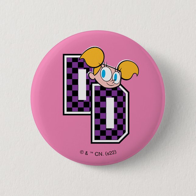 Dee Dee Athletic Letters Graphic 2 Inch Round Button (Front)