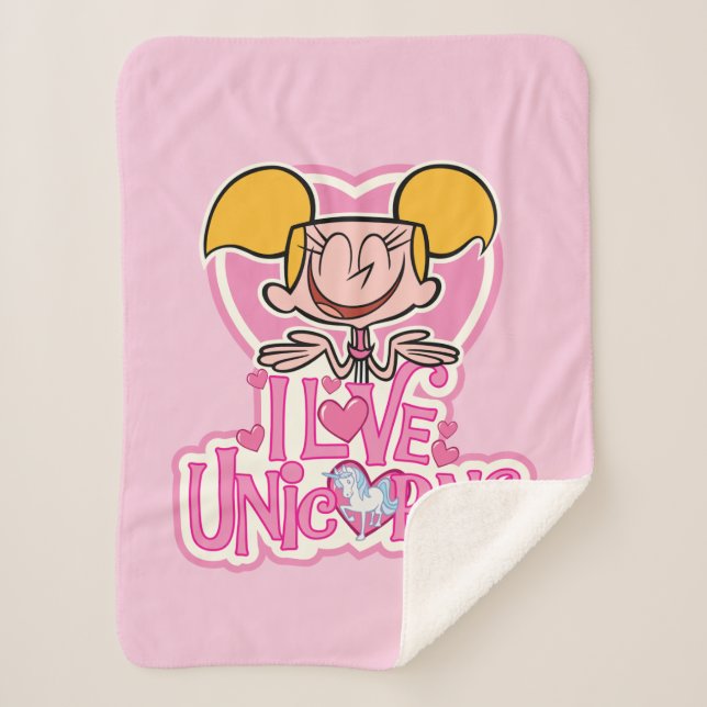 Dee Dee - I Love Unicorns Sherpa Blanket (Front)
