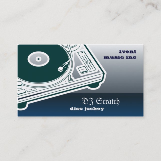 Dee Jay Button Style Turntable Business Card (Front)