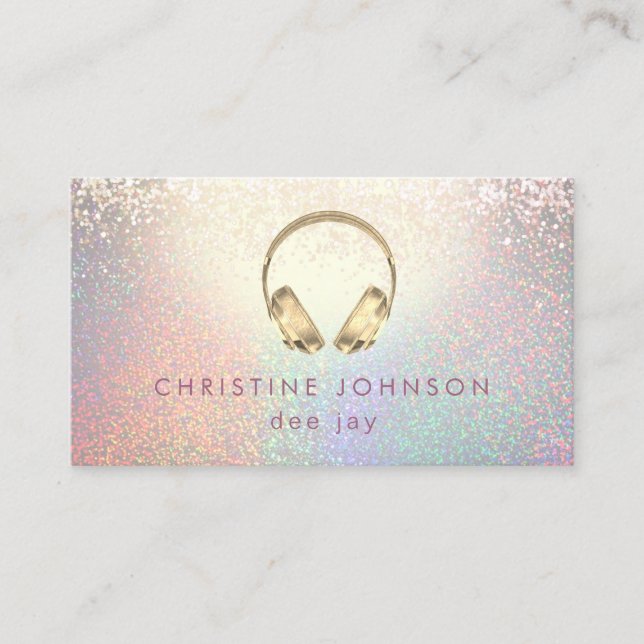 dee jay faux colourful glitter effect business card (Front)
