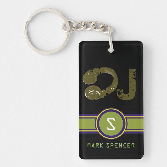 dee jay initial monogram keychain (Front)