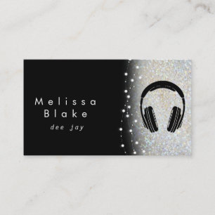 dee jay silver shade faux glitter business card