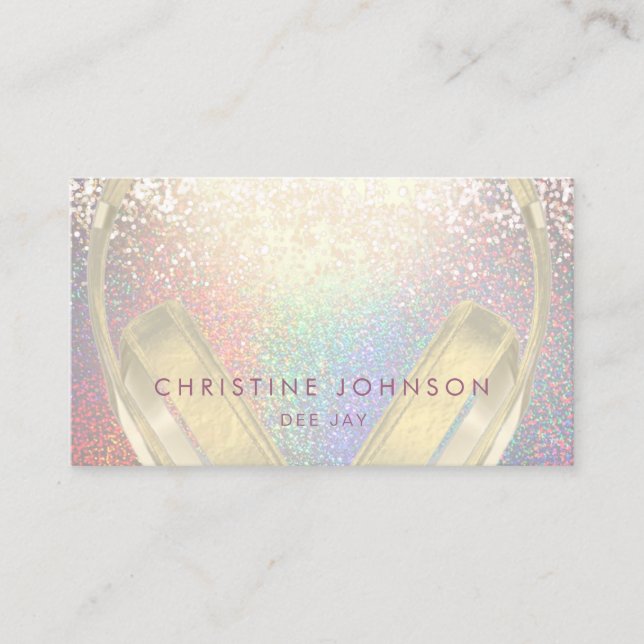 dee jay simulated sparkling effect business card (Front)
