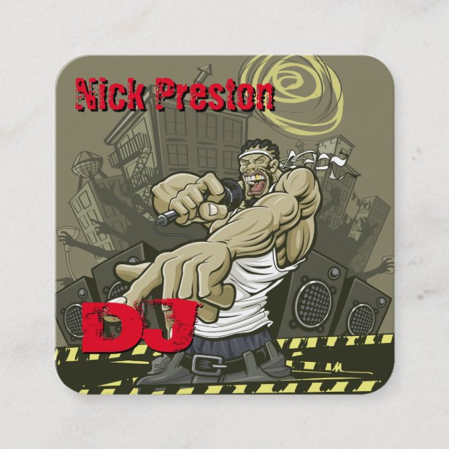 DeeJay | DJ Mix Funky Beats Square Business Card (Front)