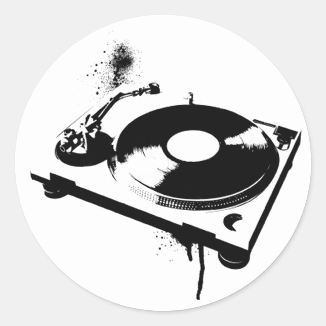 Deejay DJ Turntable Round Sticker | House music (Front)