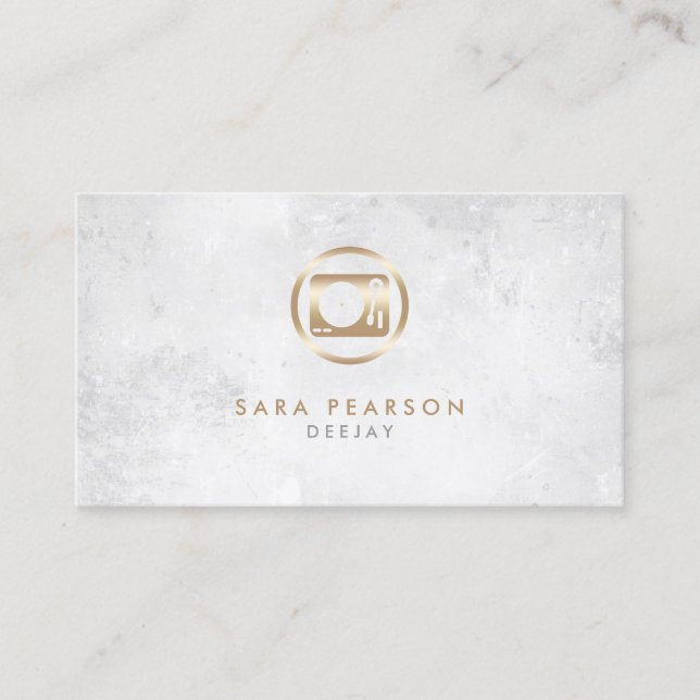 Deejay Gold Turntable Icon Business Card (Front)