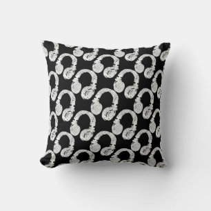deejay headphone pattern throw pillow