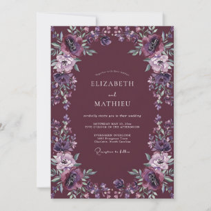 Deep Amethyst Dahlia Wedding Invitation
